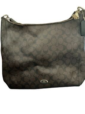 Coach Signature Monogram Hobo Bag in Black and Dark Gray